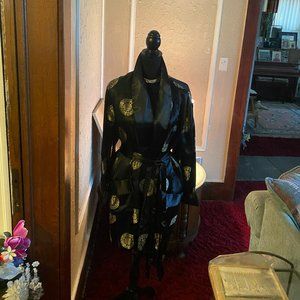 Vintage Solz Squirrel Unisex Kimono/Robe. Color:  Black/Gold, Size: S/M